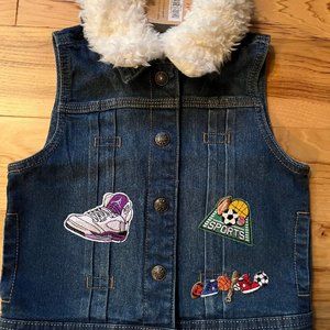NWT Boys Blue Jean Removable Collar Vest, 5T, Sports Patches & Appliques